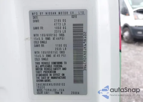 2018 Nissan Nv200 S from USA, damaged, VIN 3N6CM0KN8JK698102